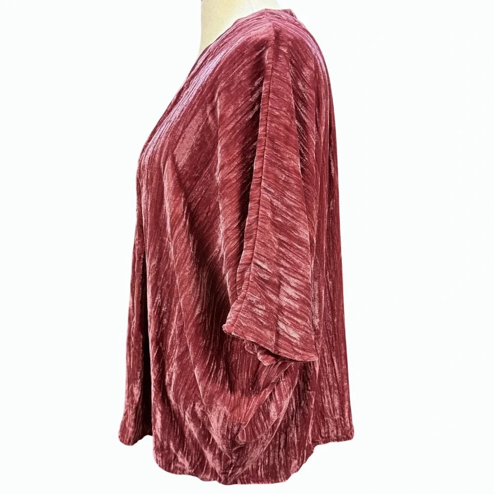 A New Day OS Mauve Pink Crushed Velvet Kimono Open Front Cardigan Fairy Bohemian